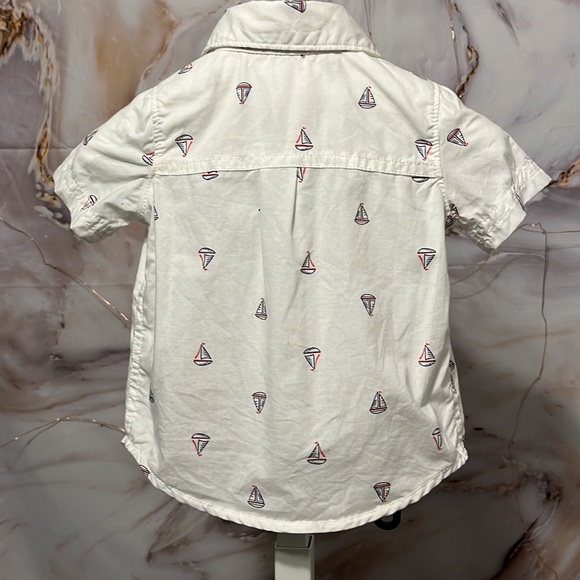 Carters Sailboat Collared Button Up Short Sleeve Red White and Blue Size 3 month - Picture 3 of 5